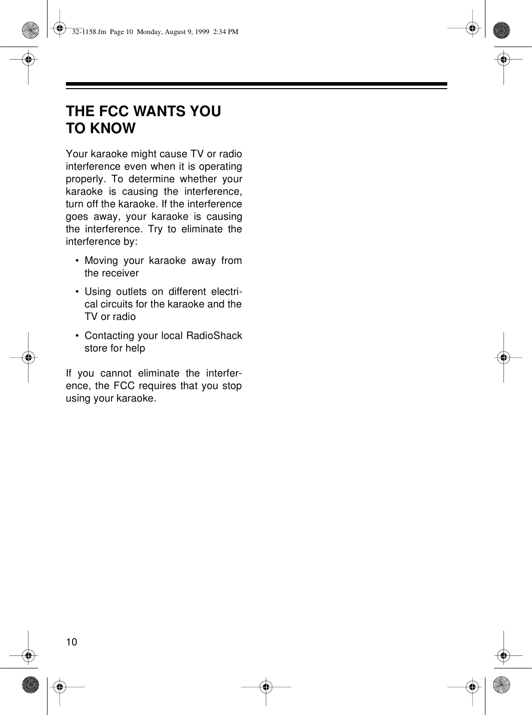 Page 10 of 12 - Optimus Optimus-Karaoke-Mate-32-1158-Users-Manual- 32-1158  Optimus-karaoke-mate-32-1158-users-manual