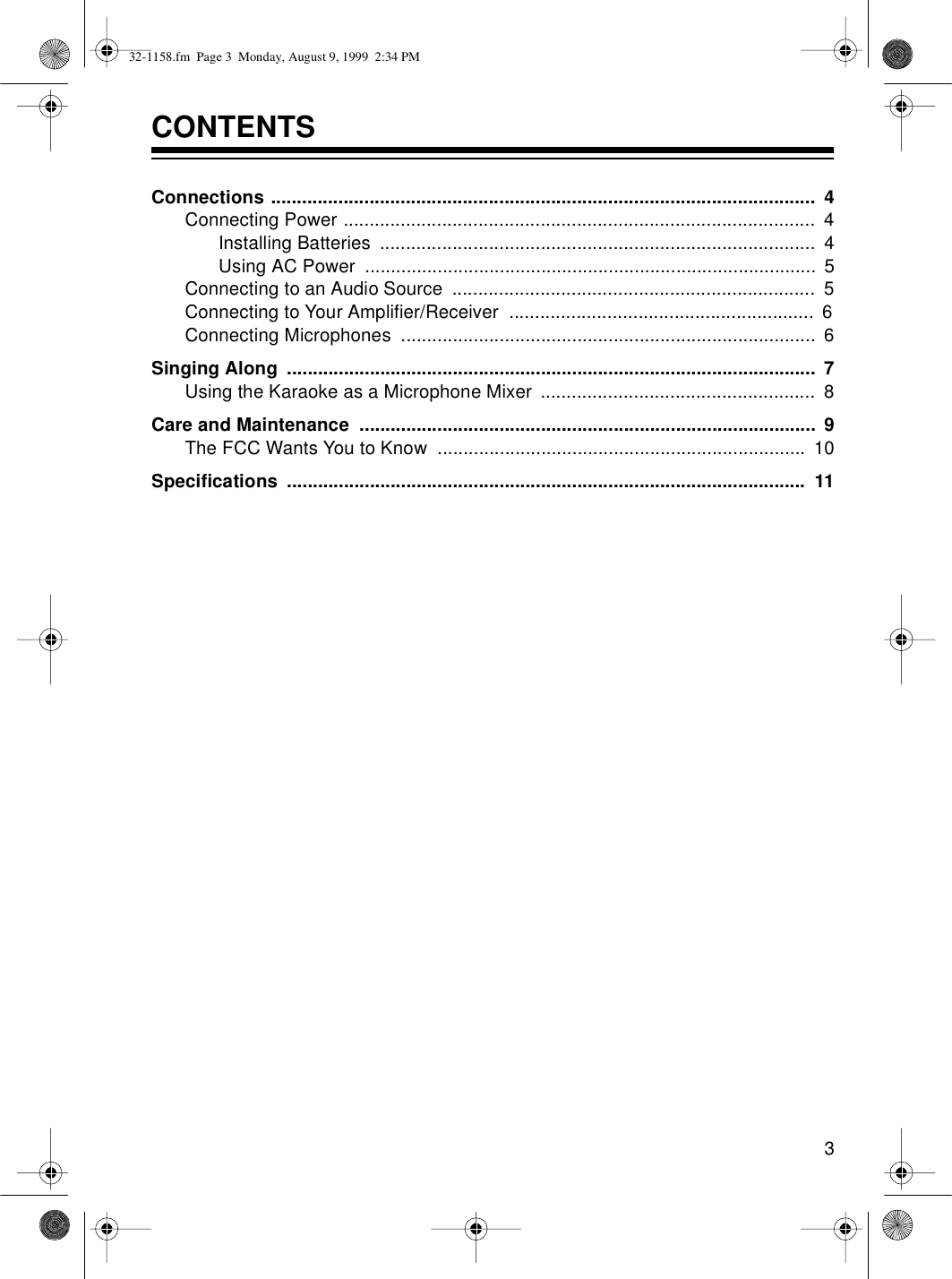 Page 3 of 12 - Optimus Optimus-Karaoke-Mate-32-1158-Users-Manual- 32-1158  Optimus-karaoke-mate-32-1158-users-manual