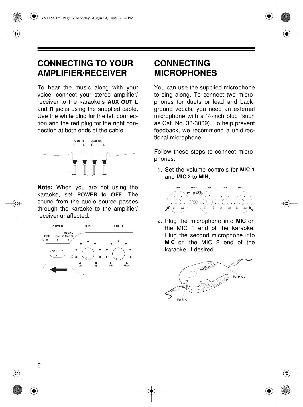 Page 6 of 12 - Optimus Optimus-Karaoke-Mate-32-1158-Users-Manual- 32-1158  Optimus-karaoke-mate-32-1158-users-manual