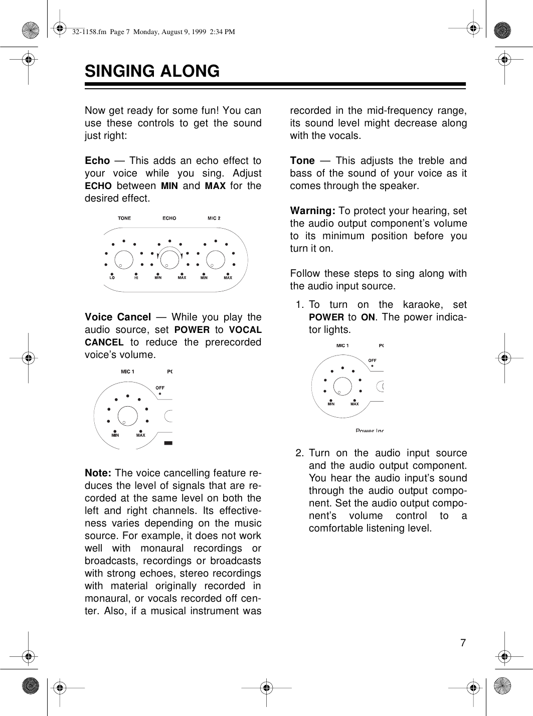 Page 7 of 12 - Optimus Optimus-Karaoke-Mate-32-1158-Users-Manual- 32-1158  Optimus-karaoke-mate-32-1158-users-manual