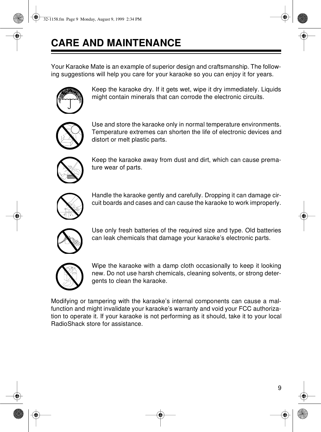 Page 9 of 12 - Optimus Optimus-Karaoke-Mate-32-1158-Users-Manual- 32-1158  Optimus-karaoke-mate-32-1158-users-manual