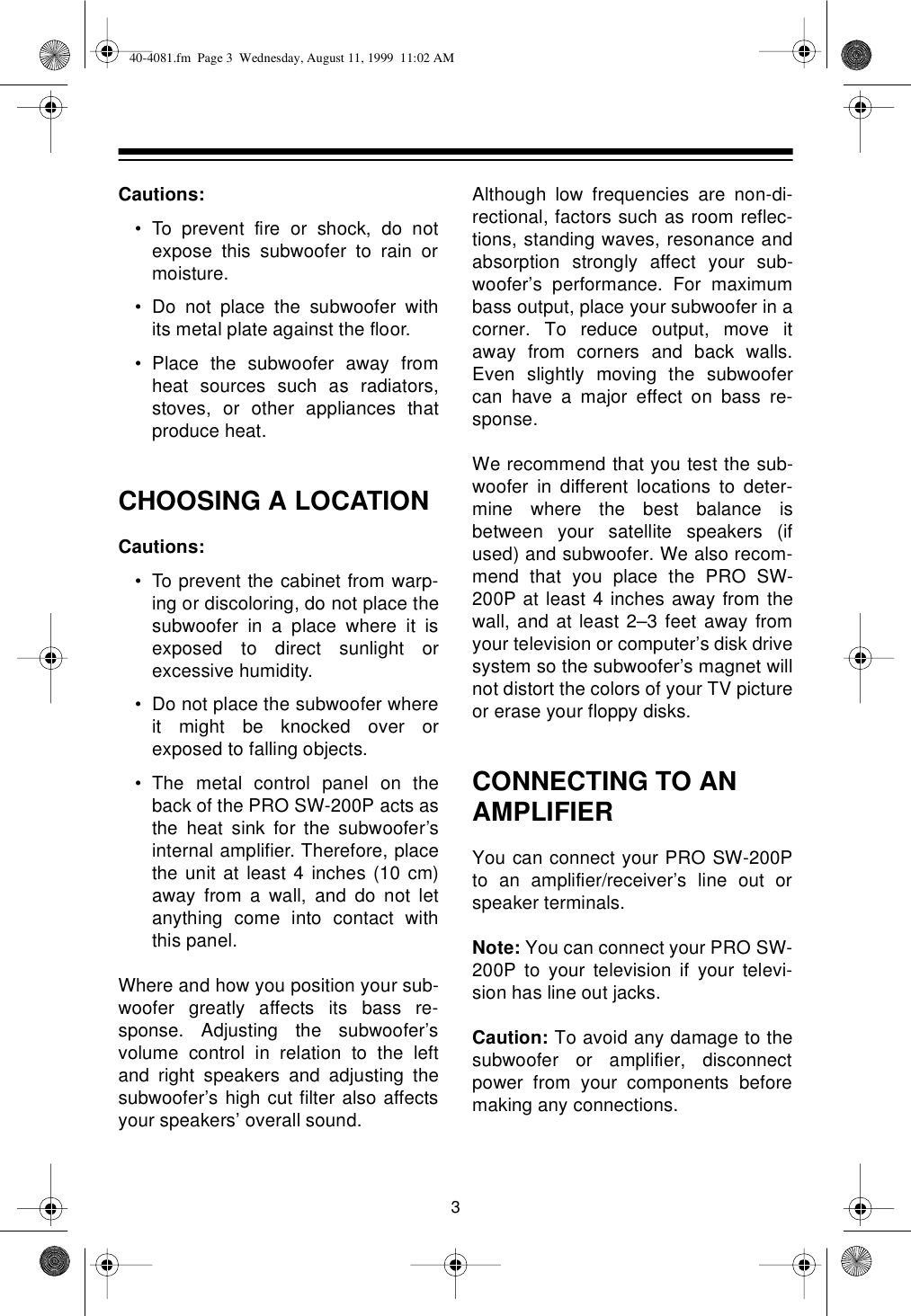 Page 3 of 8 - Optimus Optimus-Pro-Sw-200P-Users-Manual- 40-4081  Optimus-pro-sw-200p-users-manual