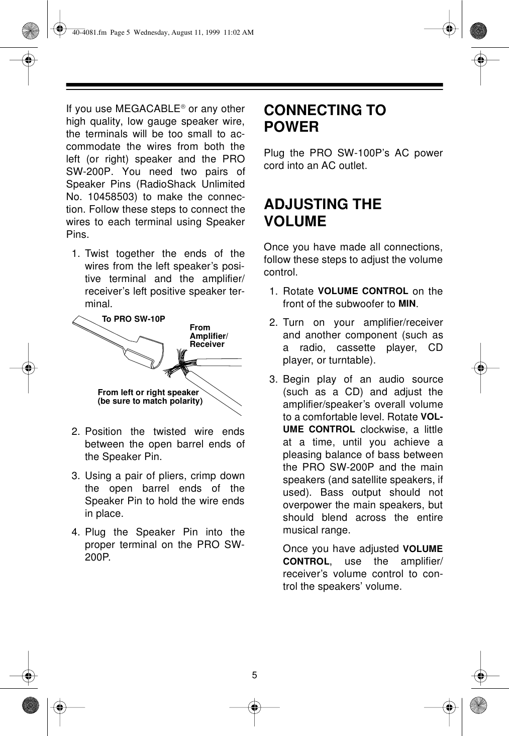 Page 5 of 8 - Optimus Optimus-Pro-Sw-200P-Users-Manual- 40-4081  Optimus-pro-sw-200p-users-manual