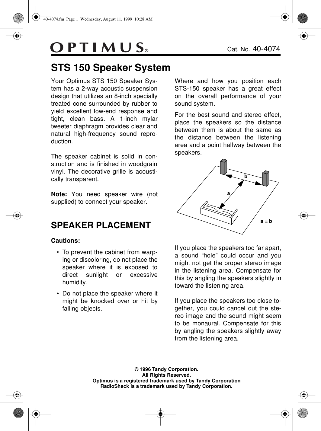 Page 1 of 4 - Optimus Optimus-Sts-150-Users-Manual- 40-4074  Optimus-sts-150-users-manual