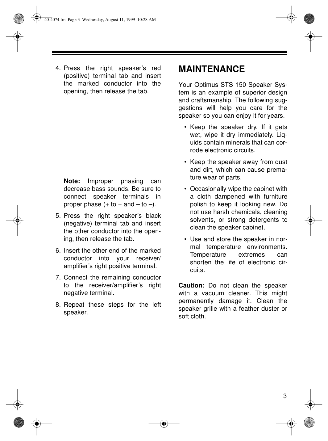 Page 3 of 4 - Optimus Optimus-Sts-150-Users-Manual- 40-4074  Optimus-sts-150-users-manual