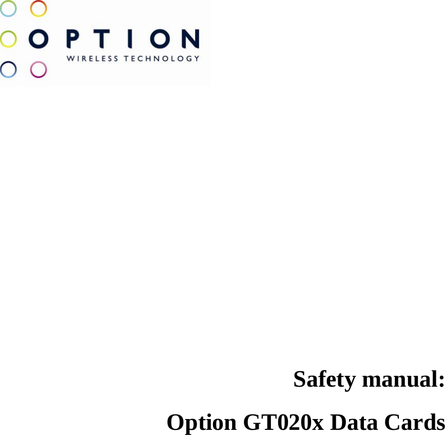                              Safety manual:   Option GT020x Data Cards                             