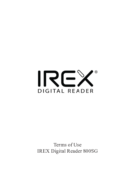 Terms of UseIREX Digital Reader 800SG
