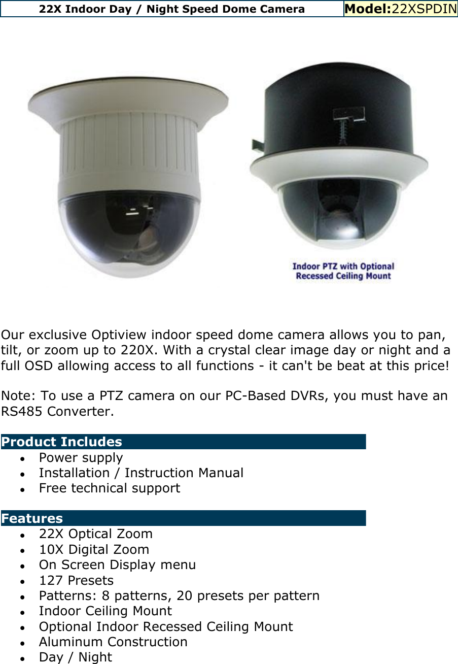 Optiview 22Xspdin Users Manual