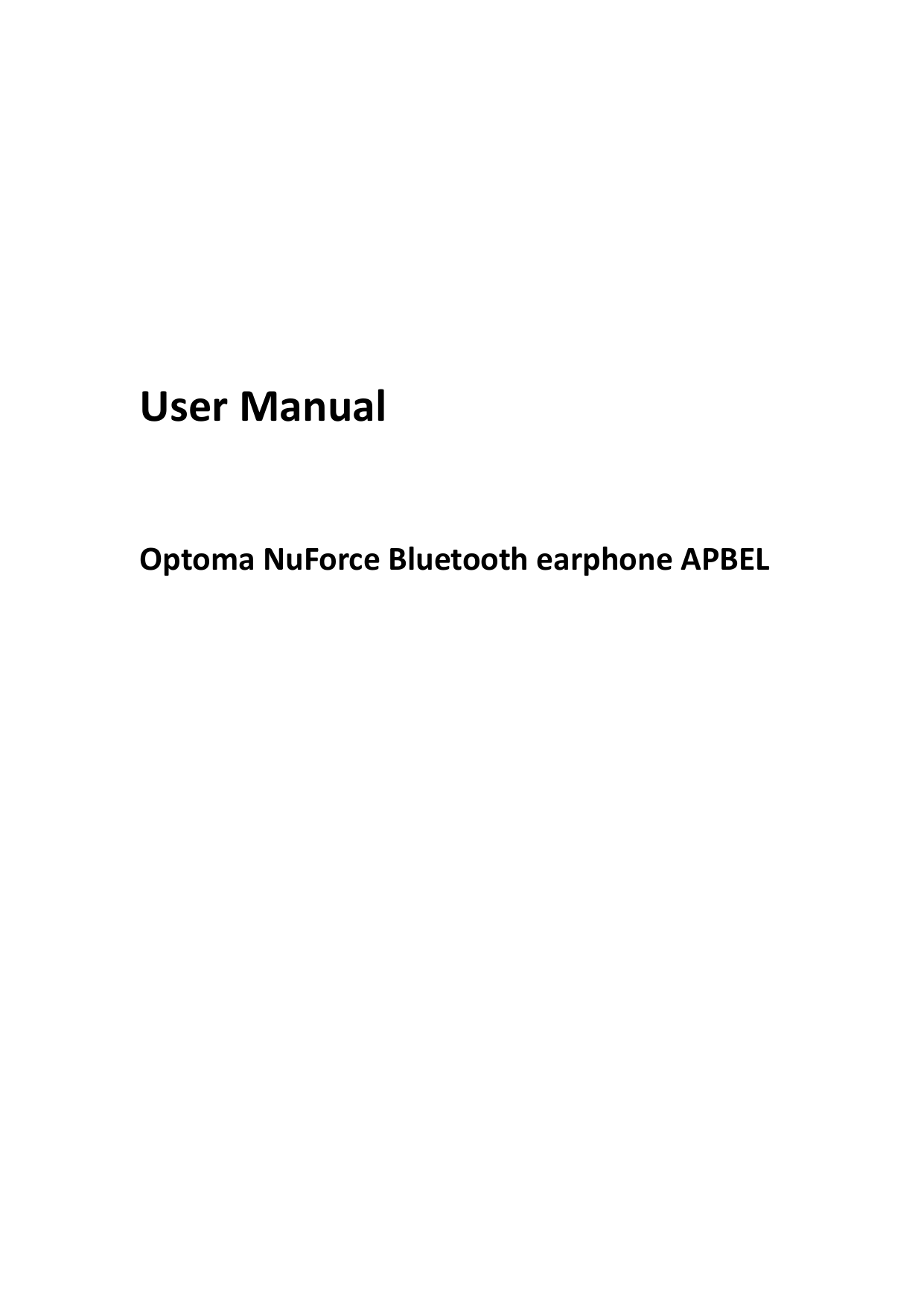 UserManualOptomaNuForceBluetoothearphoneAPBEL