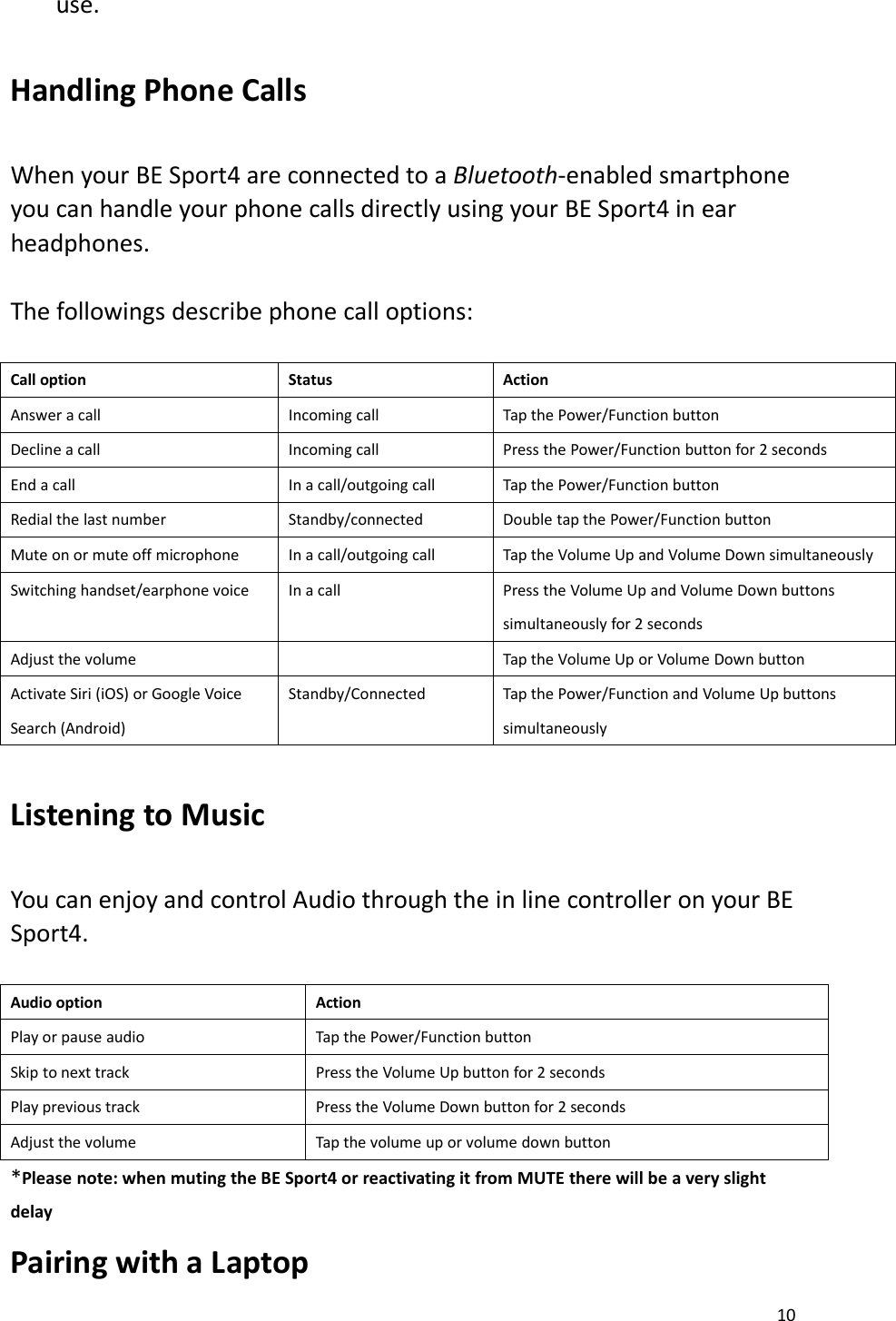 Page 10 of Optoma APBESPORTH Bluetooth earphones User Manual 