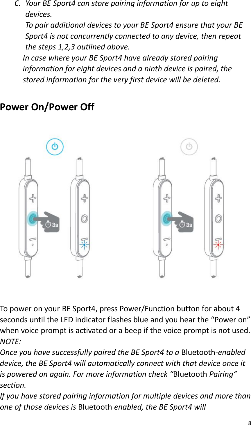 Page 8 of Optoma APBESPORTH Bluetooth earphones User Manual 