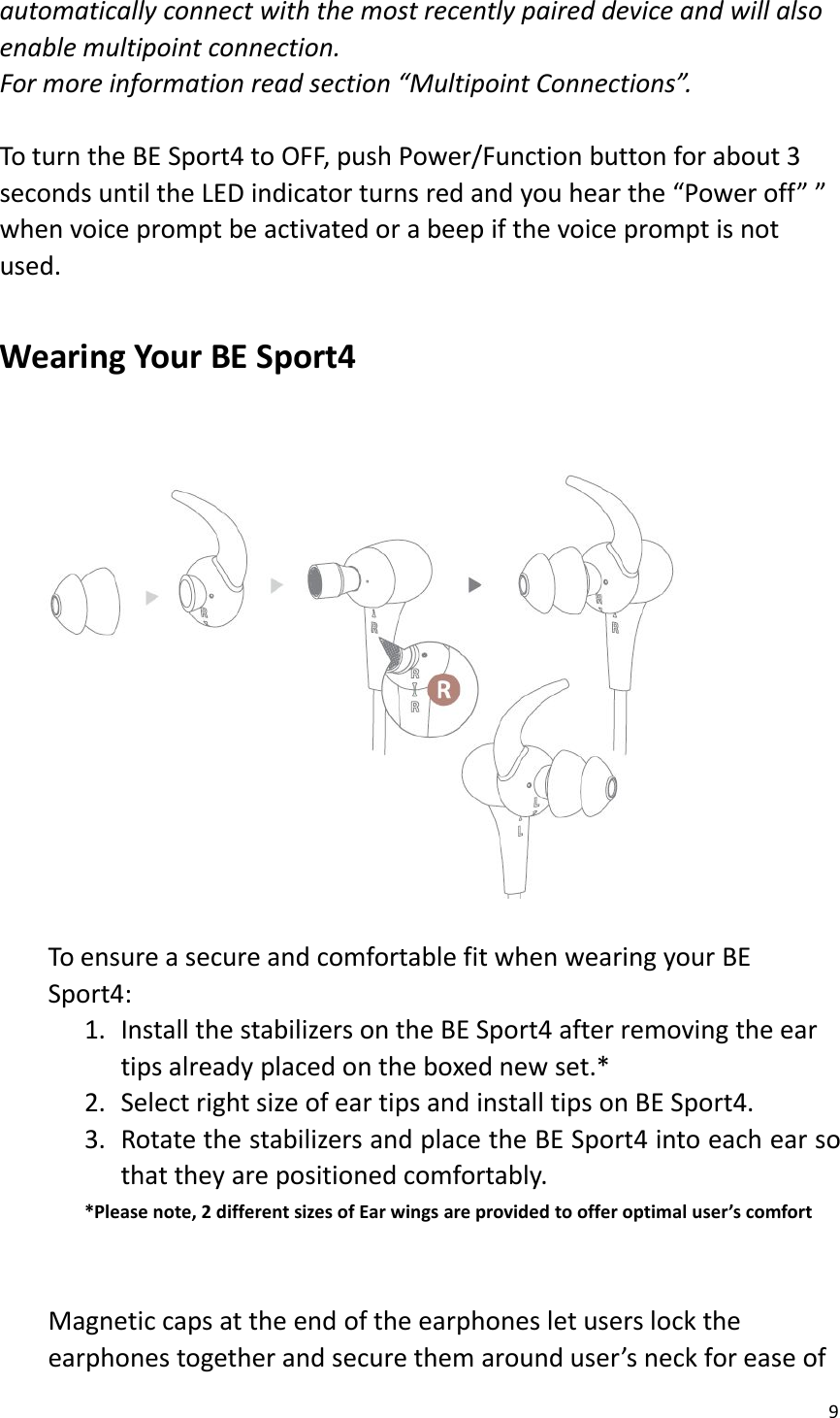 Page 9 of Optoma APBESPORTH Bluetooth earphones User Manual 