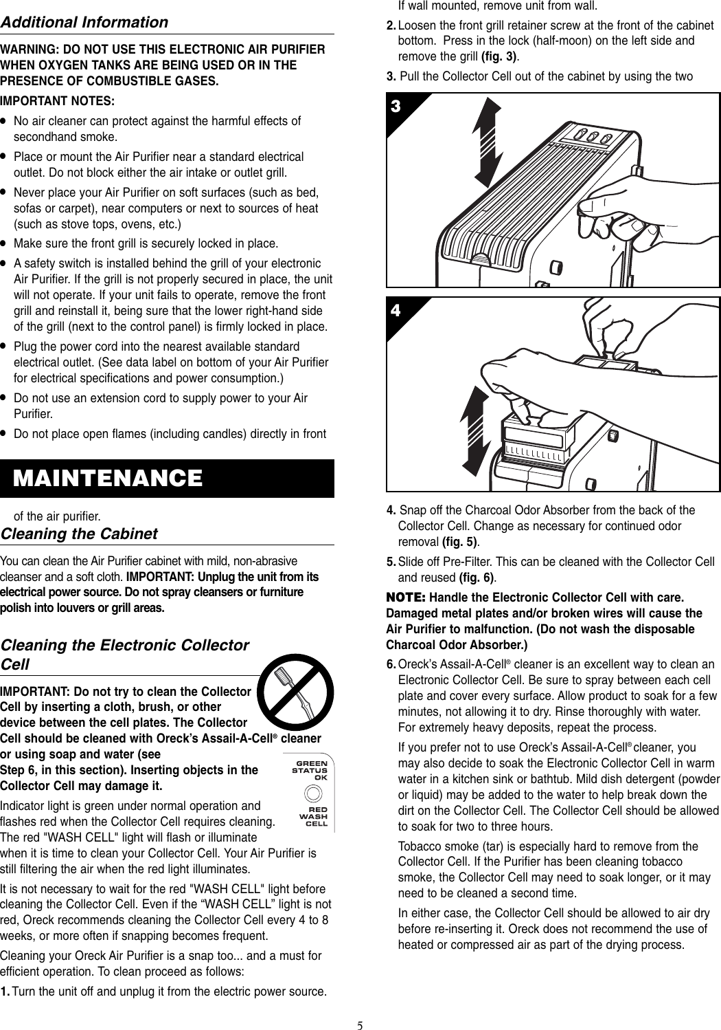 Page 5 of 8 - Oreck Oreck-Air8-Series-Users-Manual- Air 8 Manual Rev B  Oreck-air8-series-users-manual