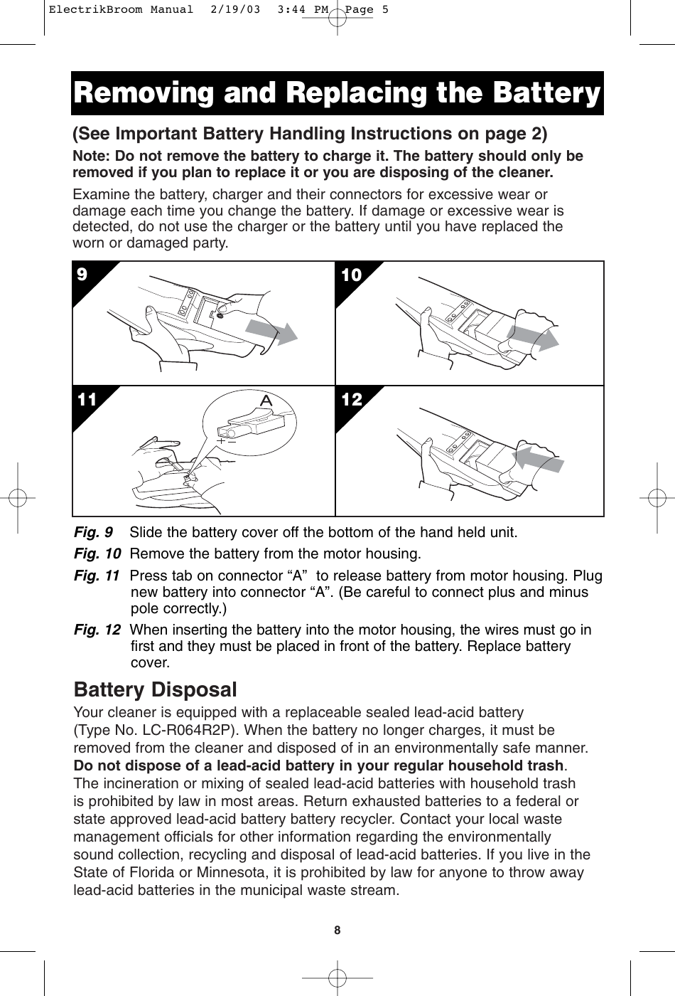 Page 9 of 10 - Oreck Oreck--Av-701B-Users-Manual- ElectrikBroom Manual  Oreck--av-701b-users-manual