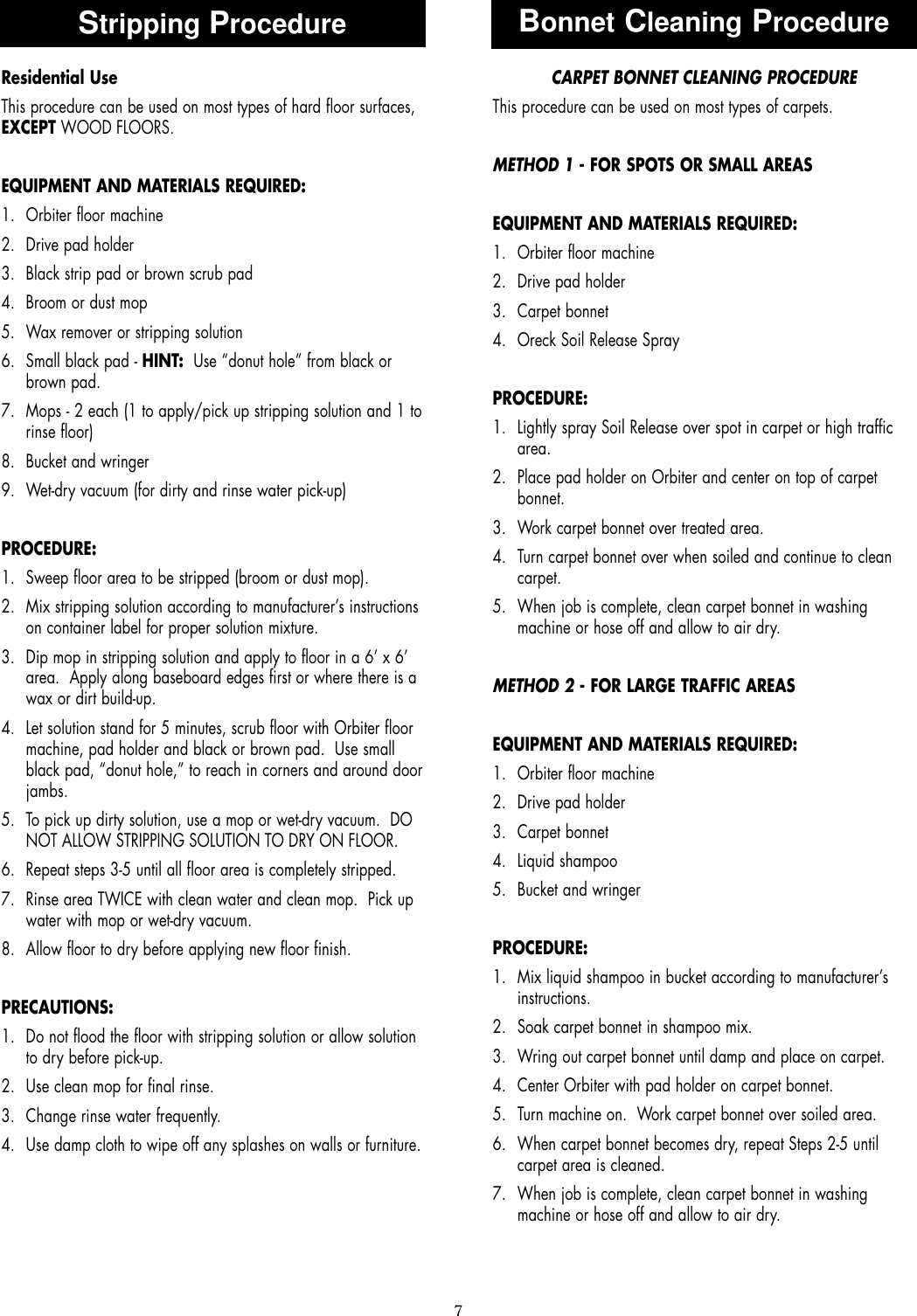 Page 7 of 8 - Oreck Oreck-Orbiter-Orb480-Users-Manual- 53303-01 Orbitor  Oreck-orbiter-orb480-users-manual