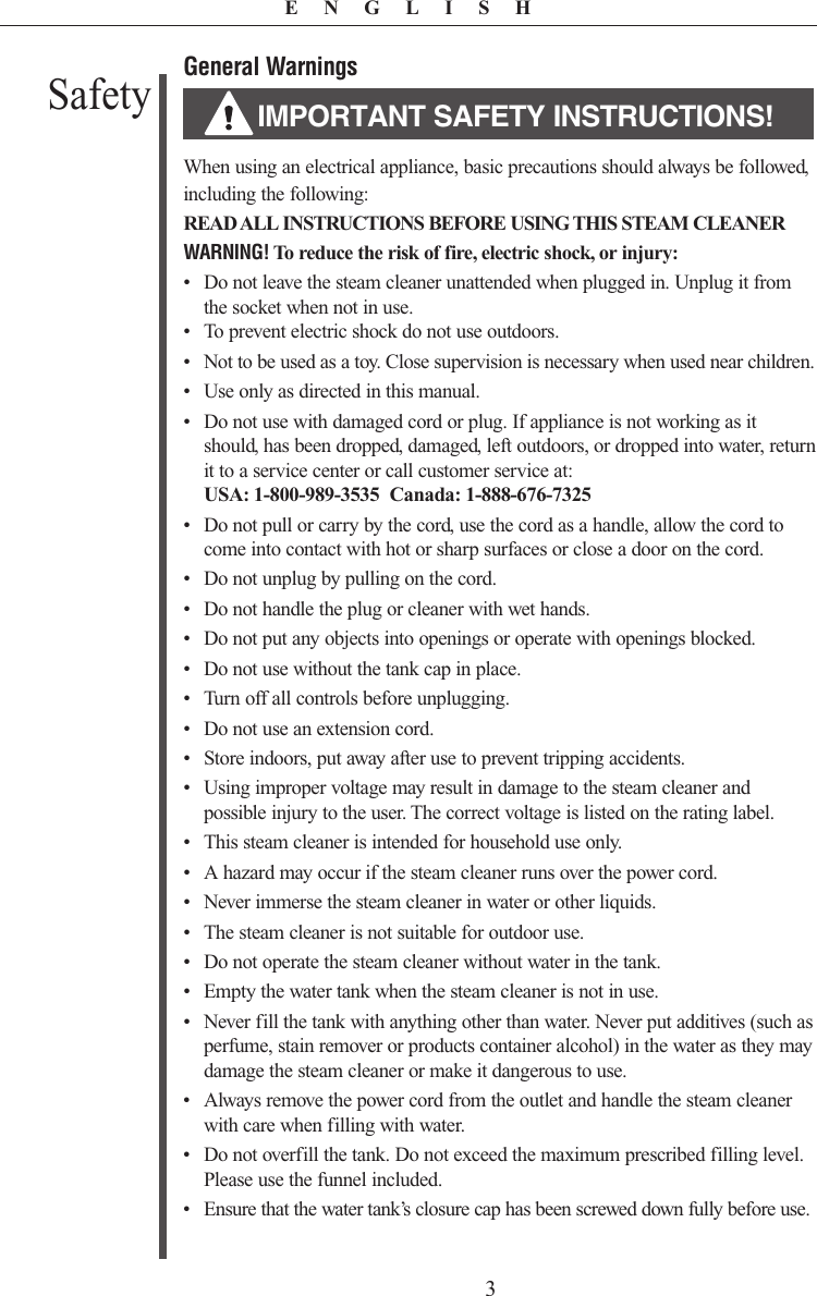 Page 3 of 12 - Oreck Oreck-Steam-It-Steam100-Users-Manual-  Oreck-steam-it-steam100-users-manual