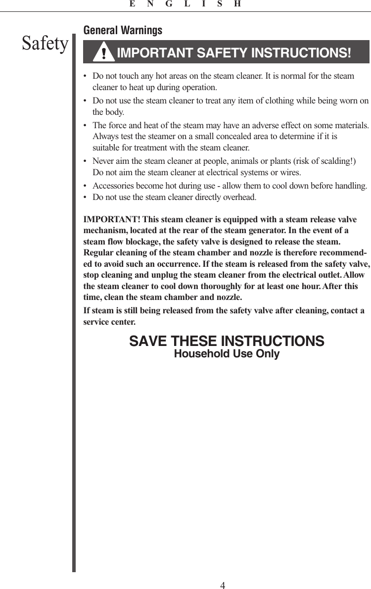 Page 4 of 12 - Oreck Oreck-Steam-It-Steam100-Users-Manual-  Oreck-steam-it-steam100-users-manual