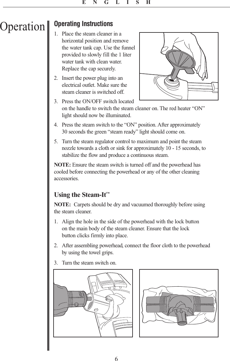 Page 6 of 12 - Oreck Oreck-Steam-It-Steam100-Users-Manual-  Oreck-steam-it-steam100-users-manual