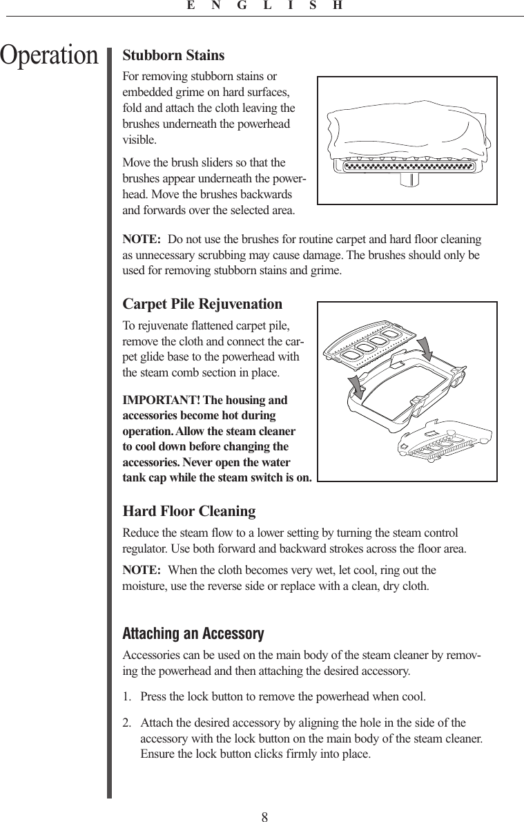 Page 8 of 12 - Oreck Oreck-Steam-It-Steam100-Users-Manual-  Oreck-steam-it-steam100-users-manual