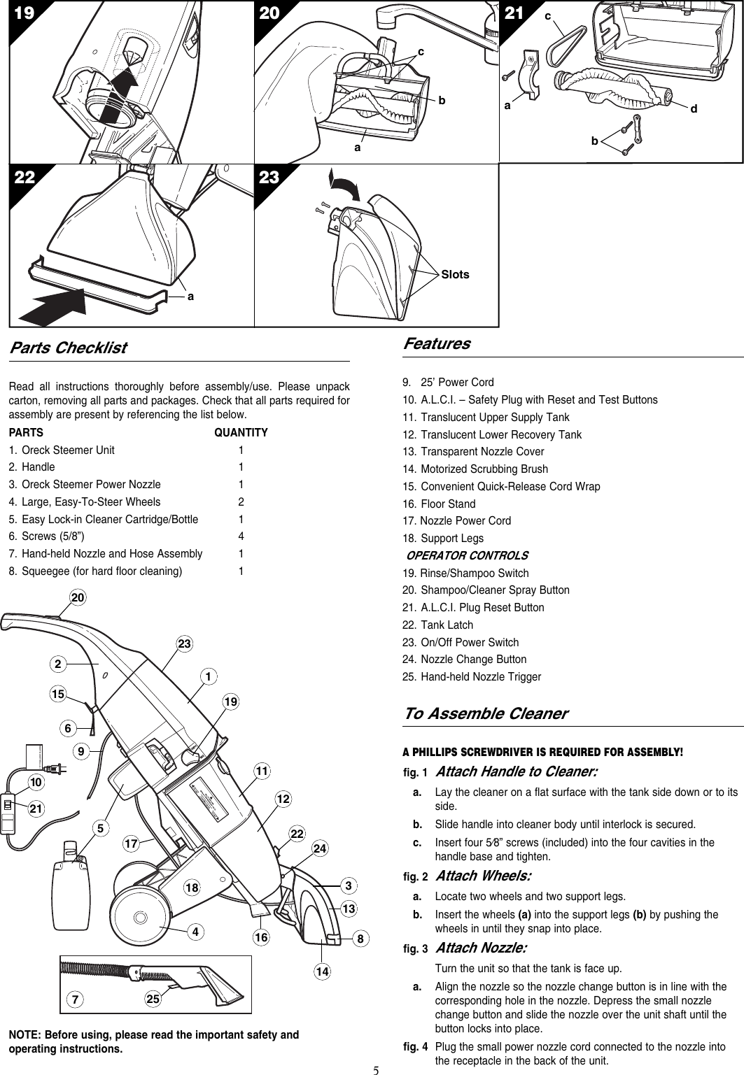 Page 5 of 8 - Oreck Oreck-Xl-Shield-Power-Scrubber-M900-Users-Manual- 53436-01 REV A M900  Oreck-xl-shield-power-scrubber-m900-users-manual