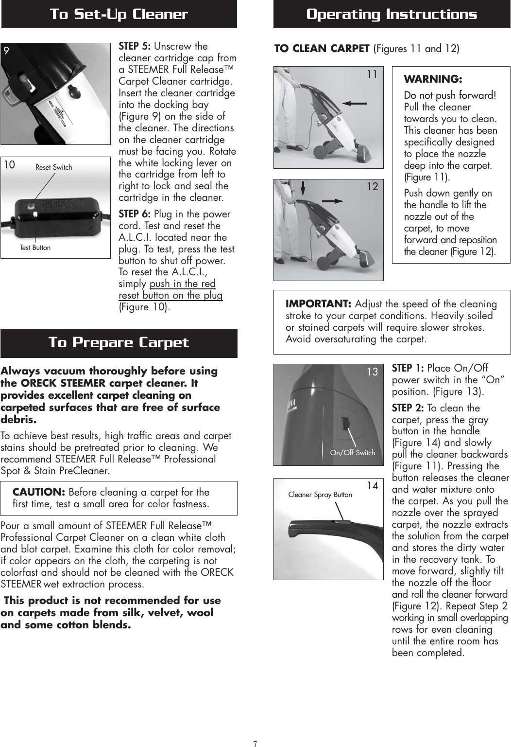 Page 7 of 11 - Oreck Oreck-Xls465-Users-Manual- 53094-03 Rev E Steemer  Oreck-xls465-users-manual