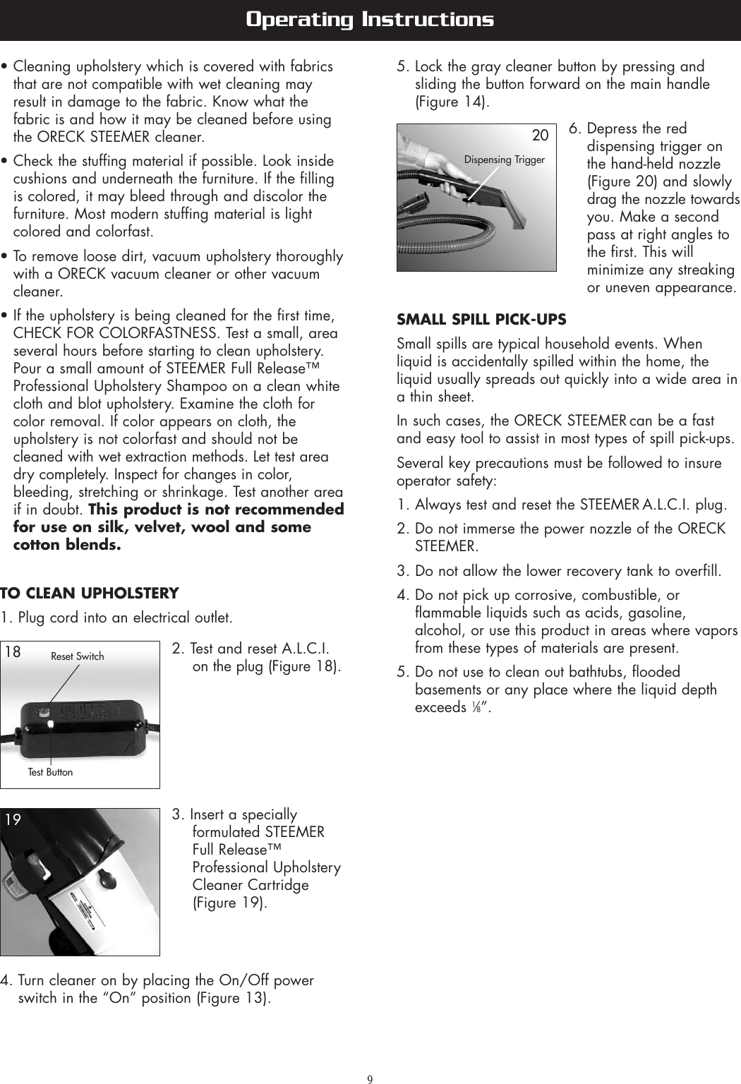 Page 9 of 11 - Oreck Oreck-Xls465-Users-Manual- 53094-03 Rev E Steemer  Oreck-xls465-users-manual