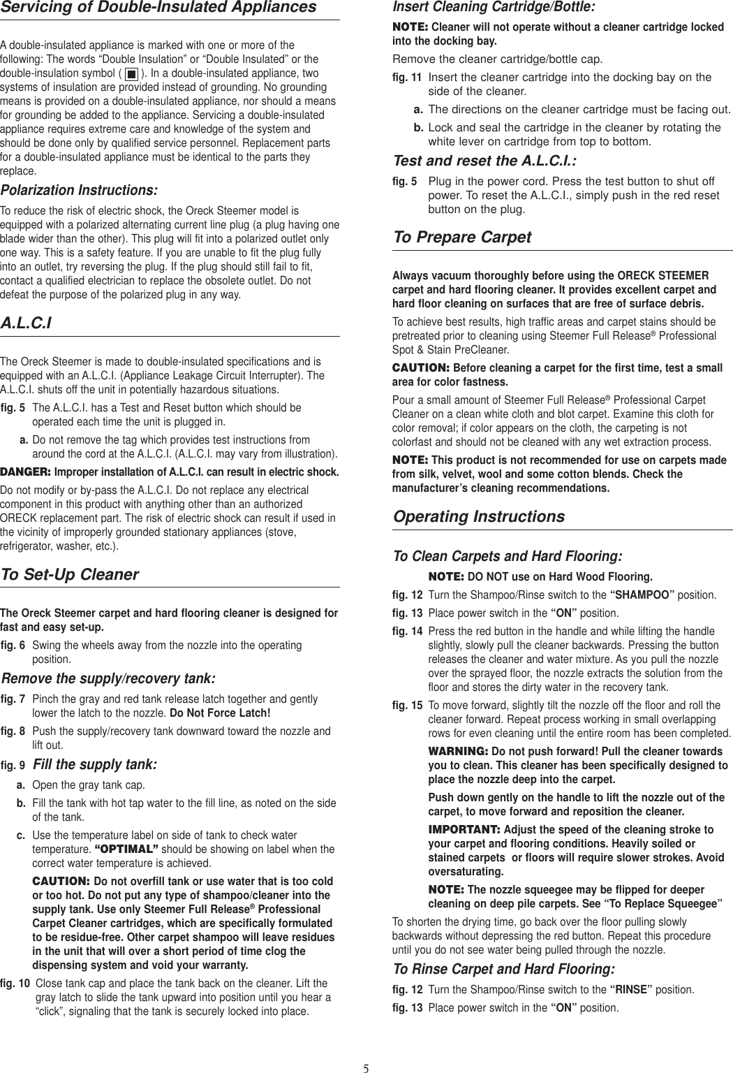 Page 6 of 8 - Oreck Oreck-Xls700-Users-Manual- 53320-01 Rev E Rinse A Matic  Oreck-xls700-users-manual