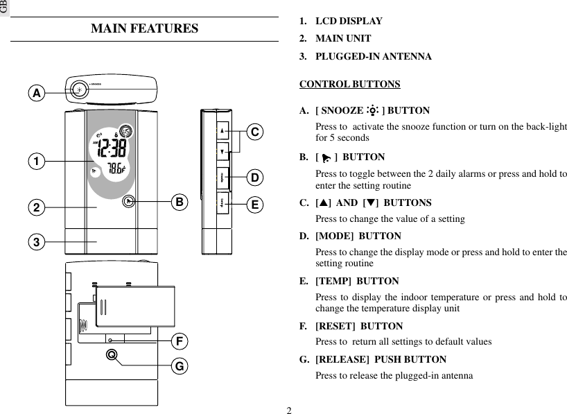 Page 2 of 9 - Oregon-Scientific Oregon-Scientific-Multi-Band-Radio-Controlled-Travel-Alarm-Clock-Rmb383A-Users-Manual- 6e-25/3 Oregon-scientific-multi-band-radio-controlled-travel-alarm-clock-rmb383a-users-manual