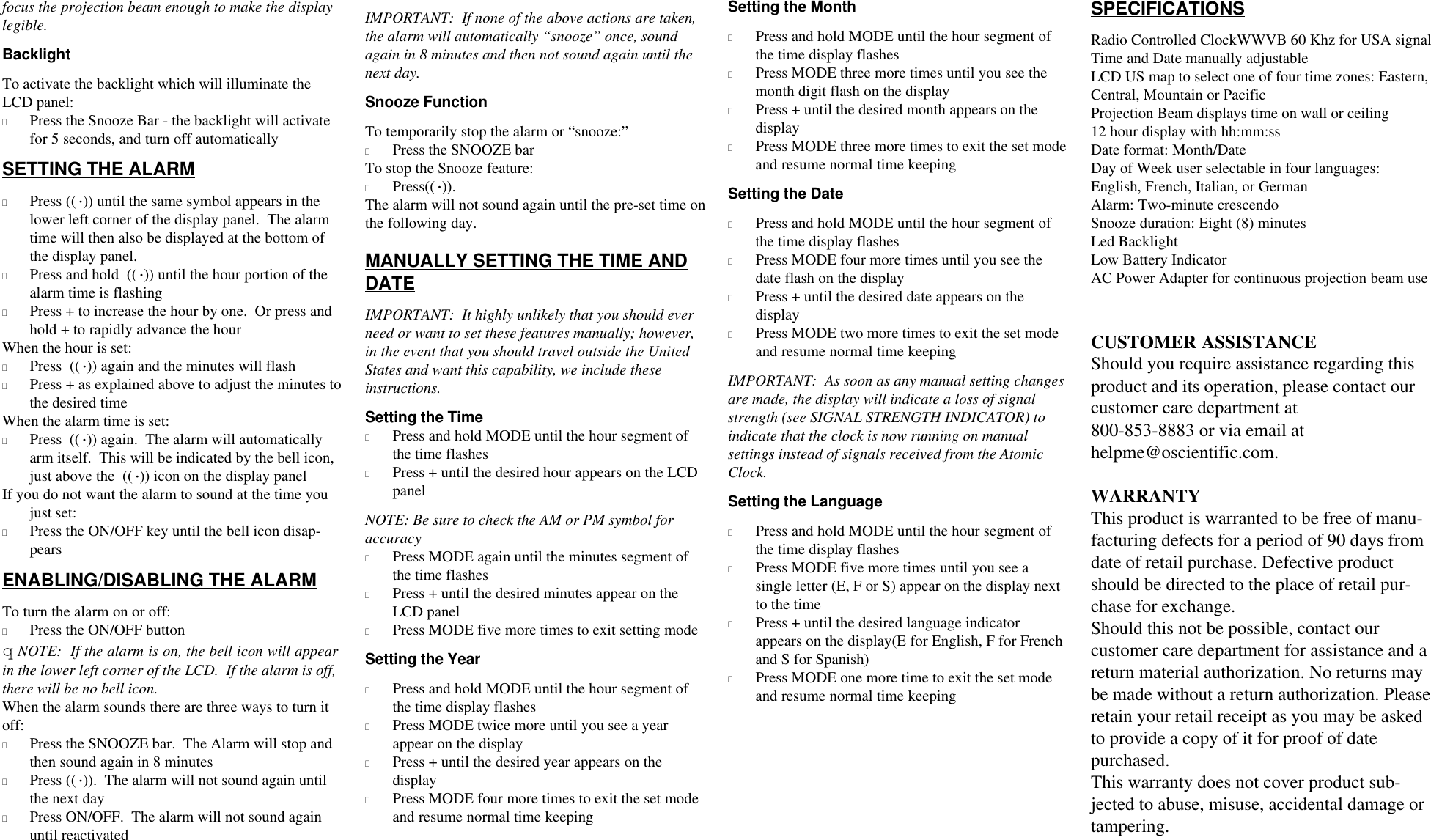 Page 2 of 2 - Oregon-Scientific Oregon-Scientific-Radio-Controlled-Projection-Clock-Rm318Pa-Users-Manual- RM318PA  Oregon-scientific-radio-controlled-projection-clock-rm318pa-users-manual