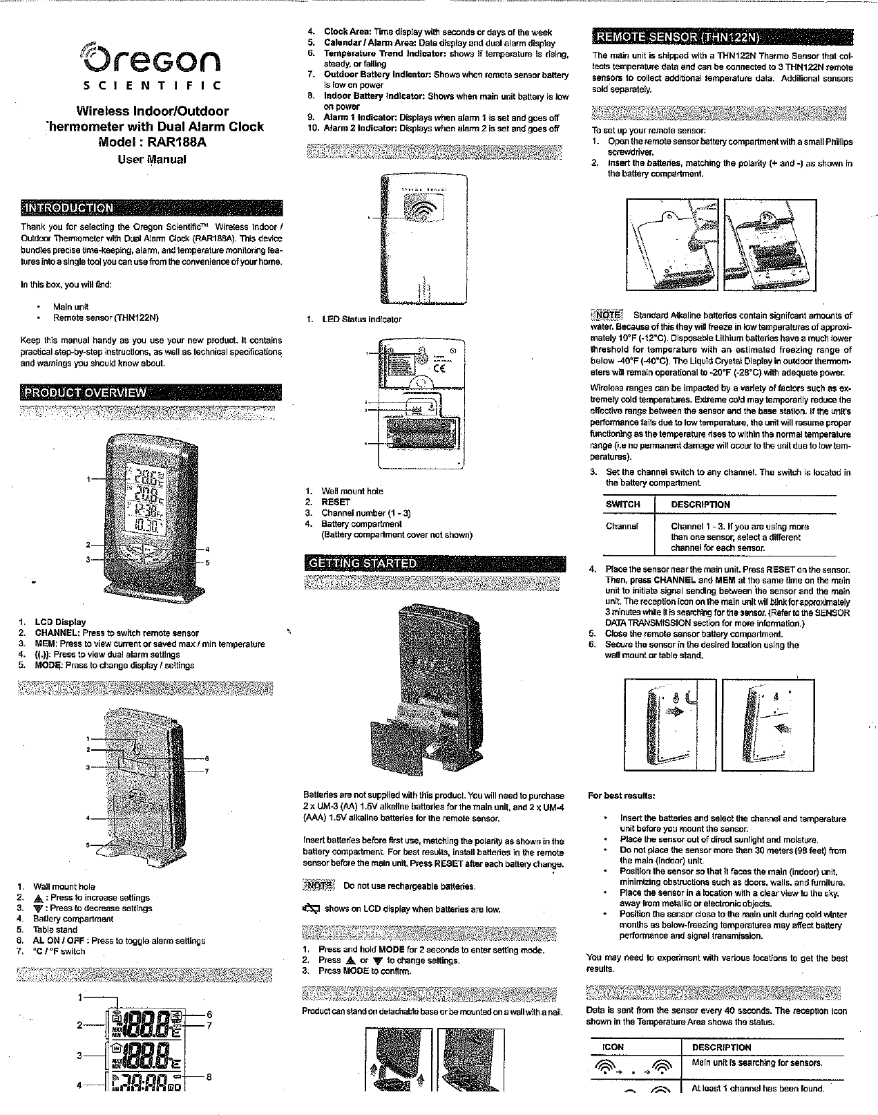 Page 1 of 2 - Oregon-Scientific Oregon-Scientific-Rar188A-Users-Manual- ManualsLib - Makes It Easy To Find Manuals Online! Oregon-scientific-rar188a-users-manual