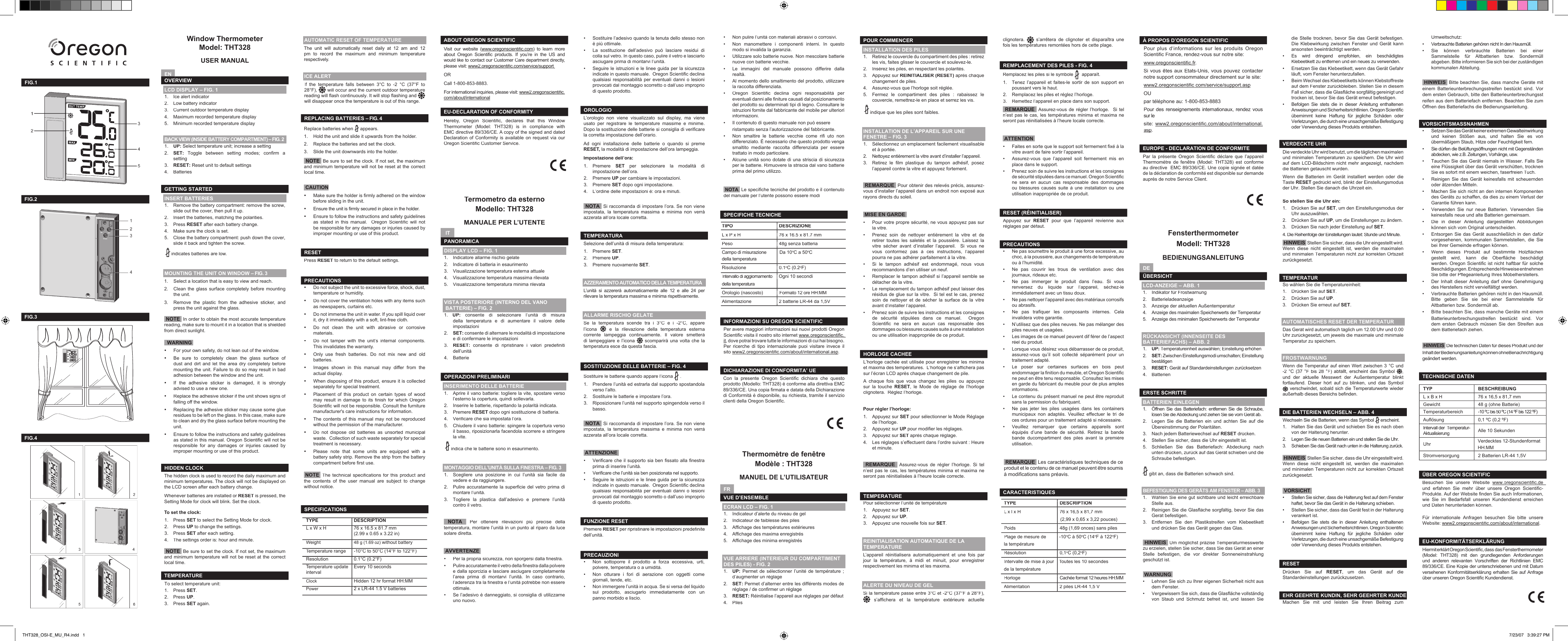 Page 1 of 2 - Oregon-Scientific Oregon-Scientific-Tht328-Owner-S-Manual THT328_OSI-E_MU_R4