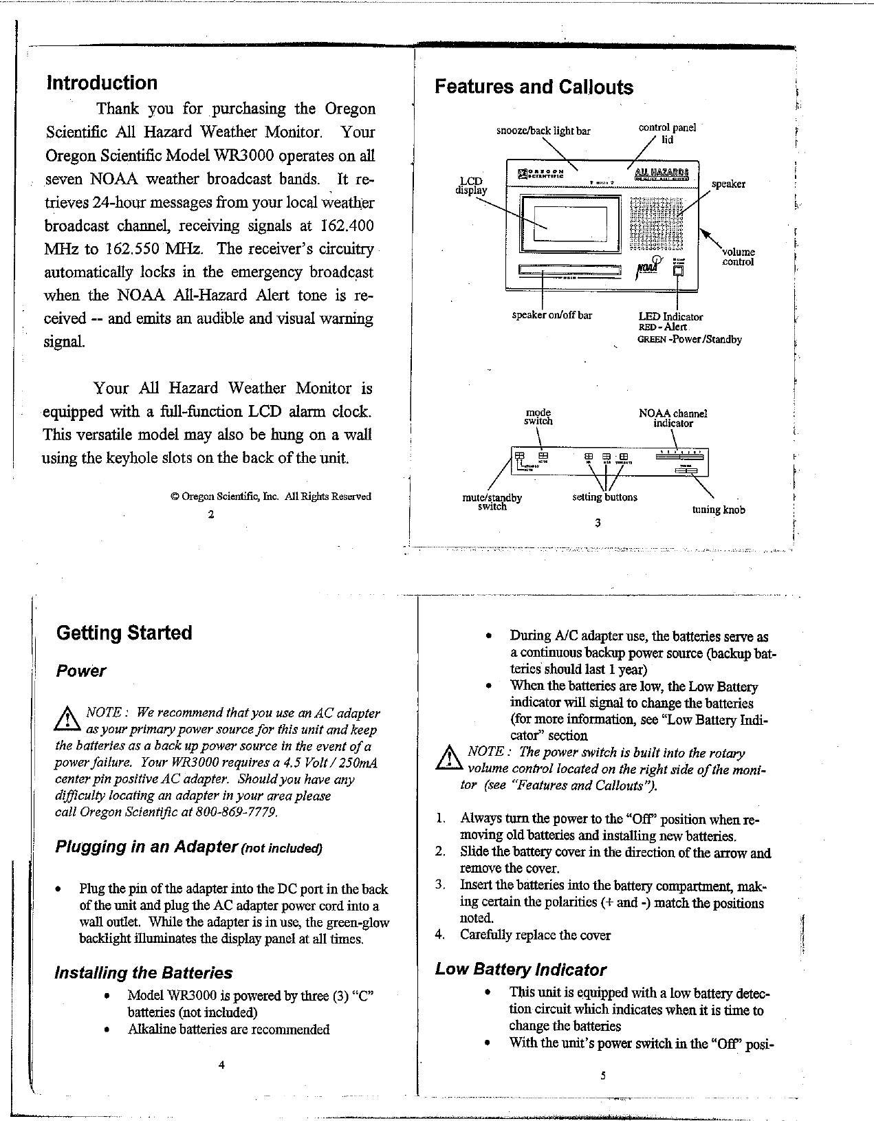 Oregon Scientific Wr3000 Users Manual