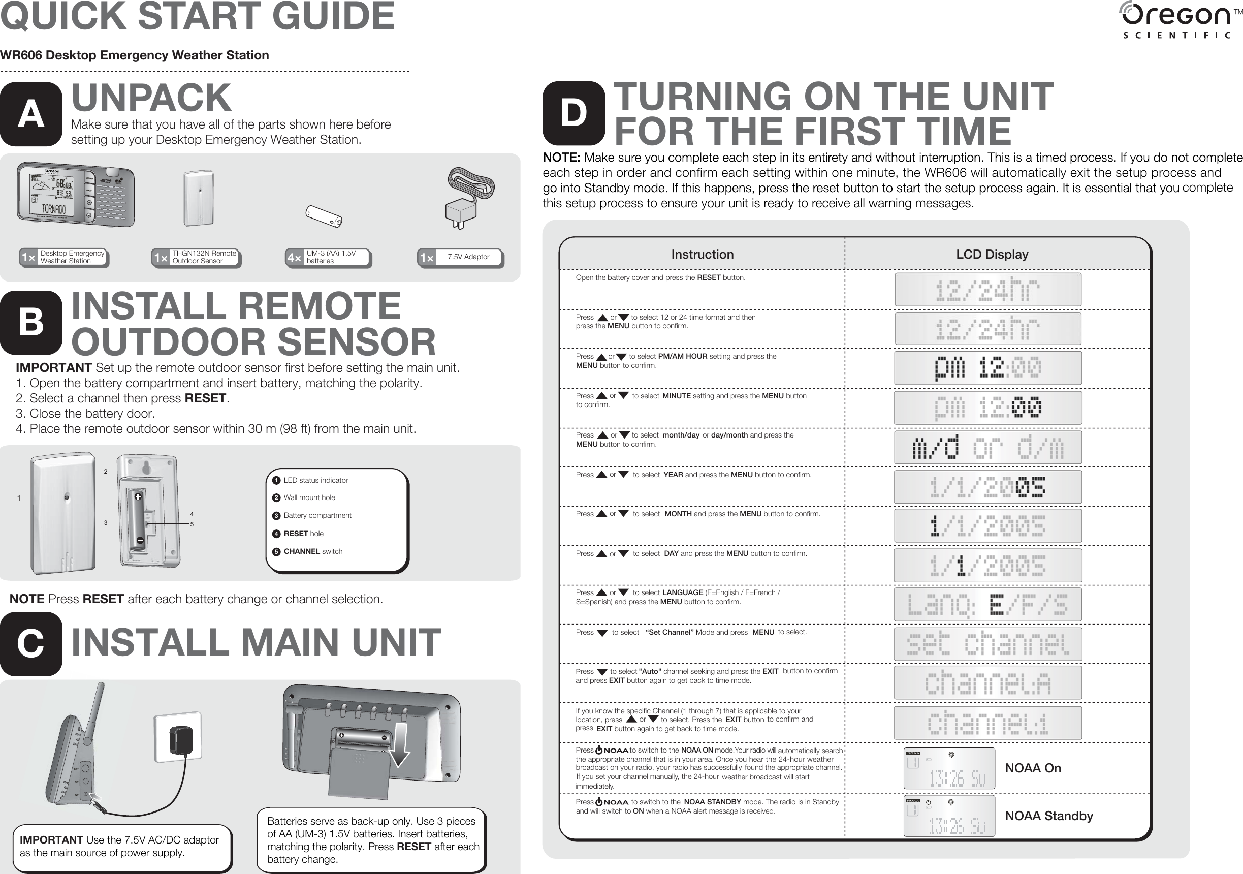 Page 1 of 2 - Oregon-Scientific Oregon-Scientific-Wr606-Users-Manual- WR606_QSG P1 R0 Oregon-scientific-wr606-users-manual