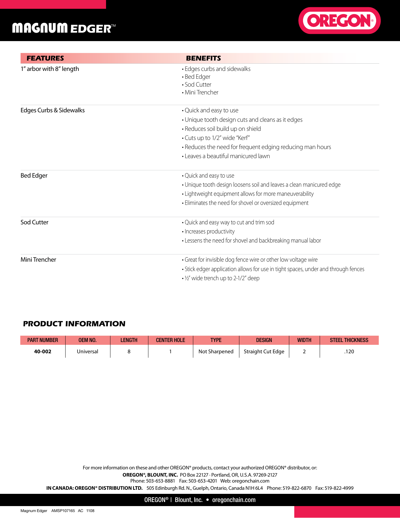 Page 2 of 2 - Oregon Oregon-Magnum-Edger-Users-Manual-  Oregon-magnum-edger-users-manual