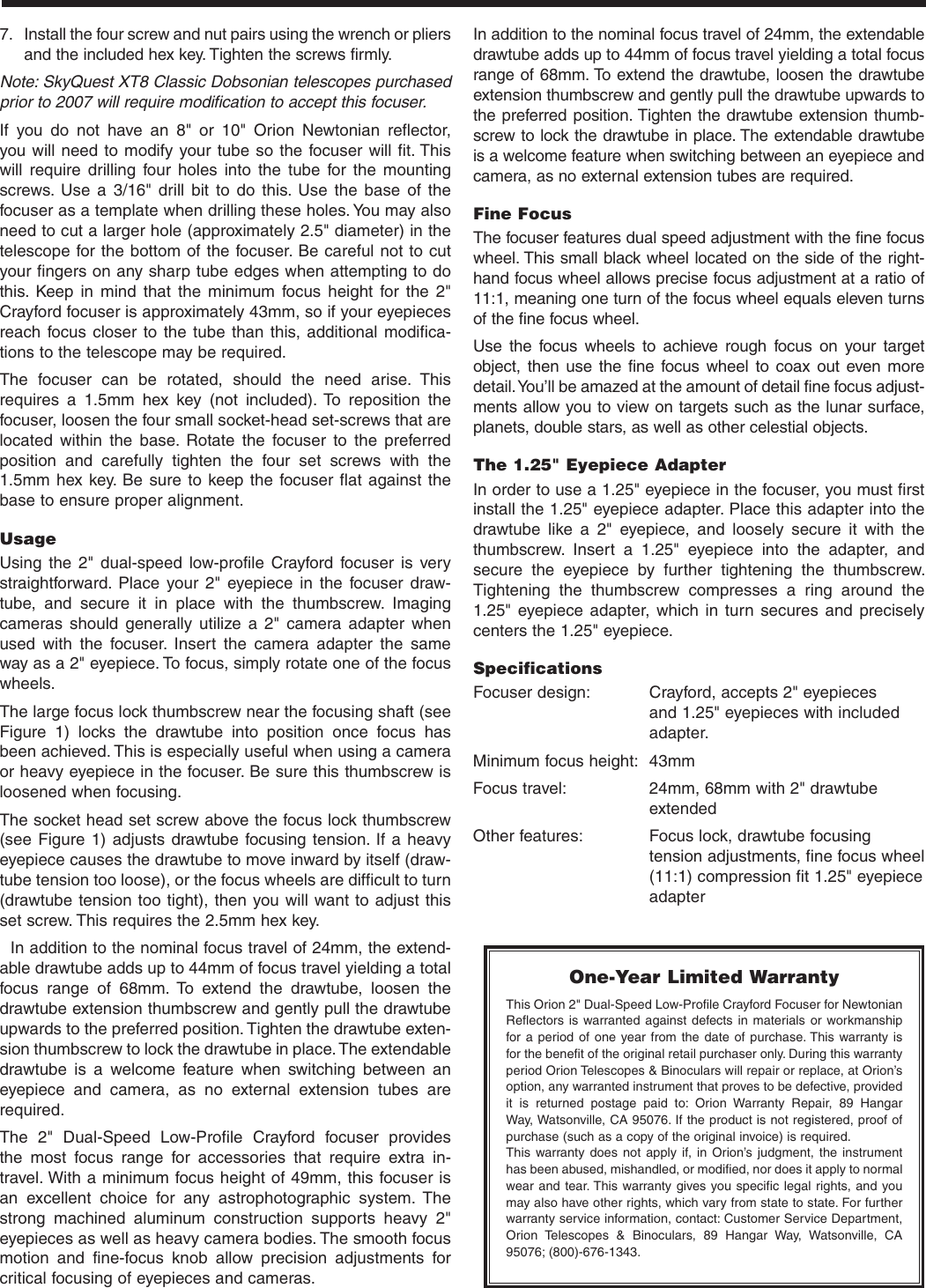 Orion 8881 Users Manual
