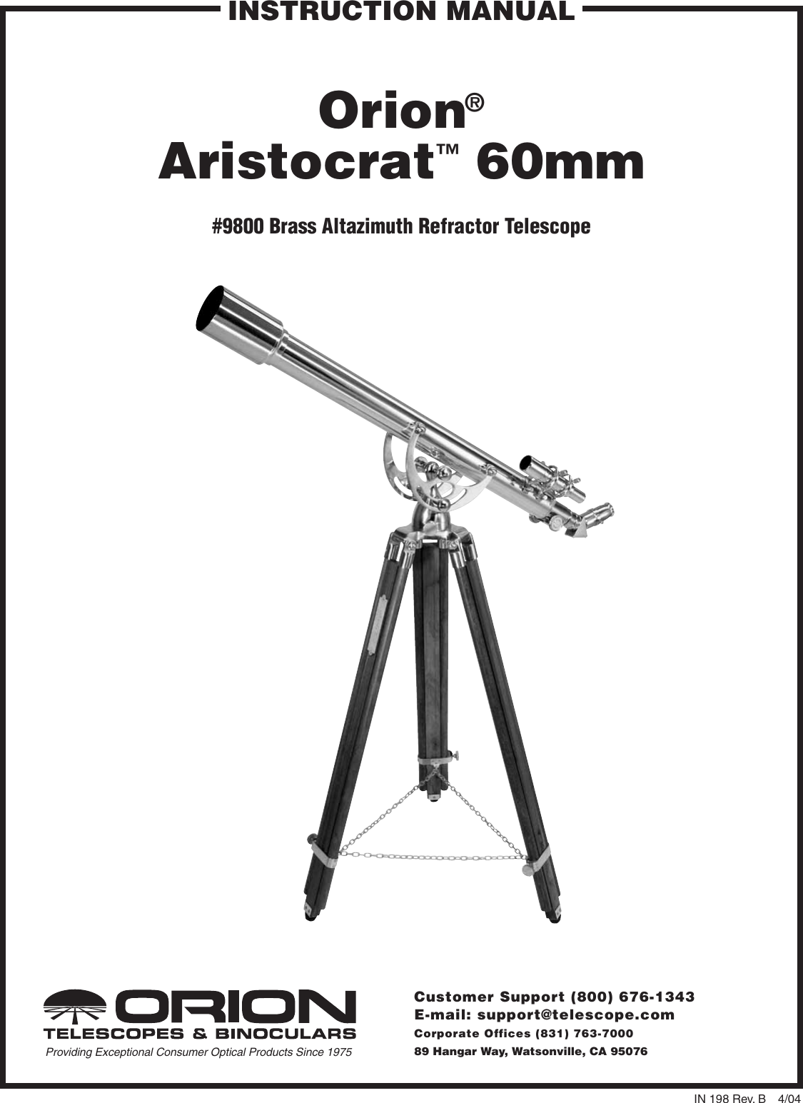 Orion Aristocrat 9800 Users Manual