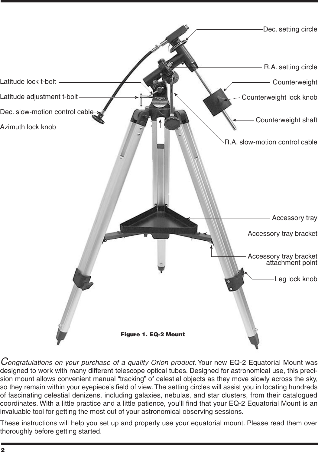 Page 2 of 8 - Orion Orion-Eq-2-Equatorial-Mount-9828-Users-Manual-  Orion-eq-2-equatorial-mount-9828-users-manual