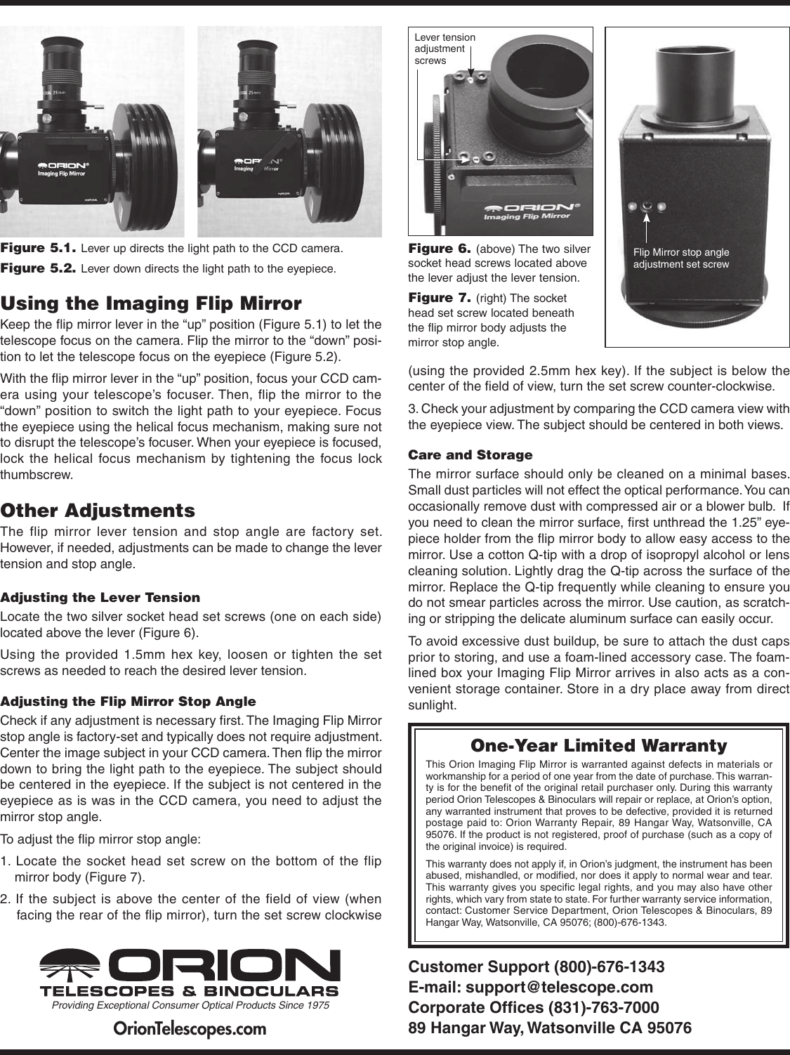 Page 2 of 2 - Orion Orion-Imaging-Flip-Mirror-5523-Users-Manual-  Orion-imaging-flip-mirror-5523-users-manual