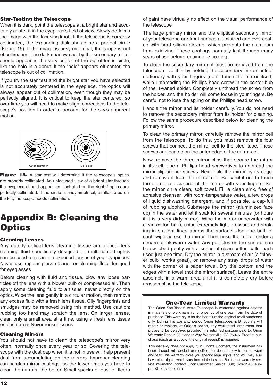 Page 12 of 12 - Orion Orion-Starblast-6-9964-Users-Manual-  Orion-starblast-6-9964-users-manual