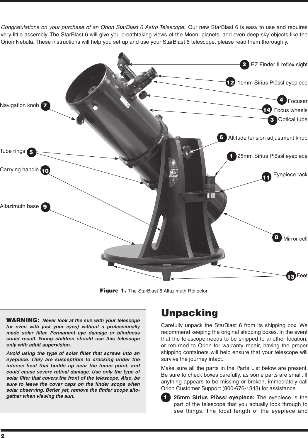 Page 2 of 12 - Orion Orion-Starblast-6-9964-Users-Manual-  Orion-starblast-6-9964-users-manual