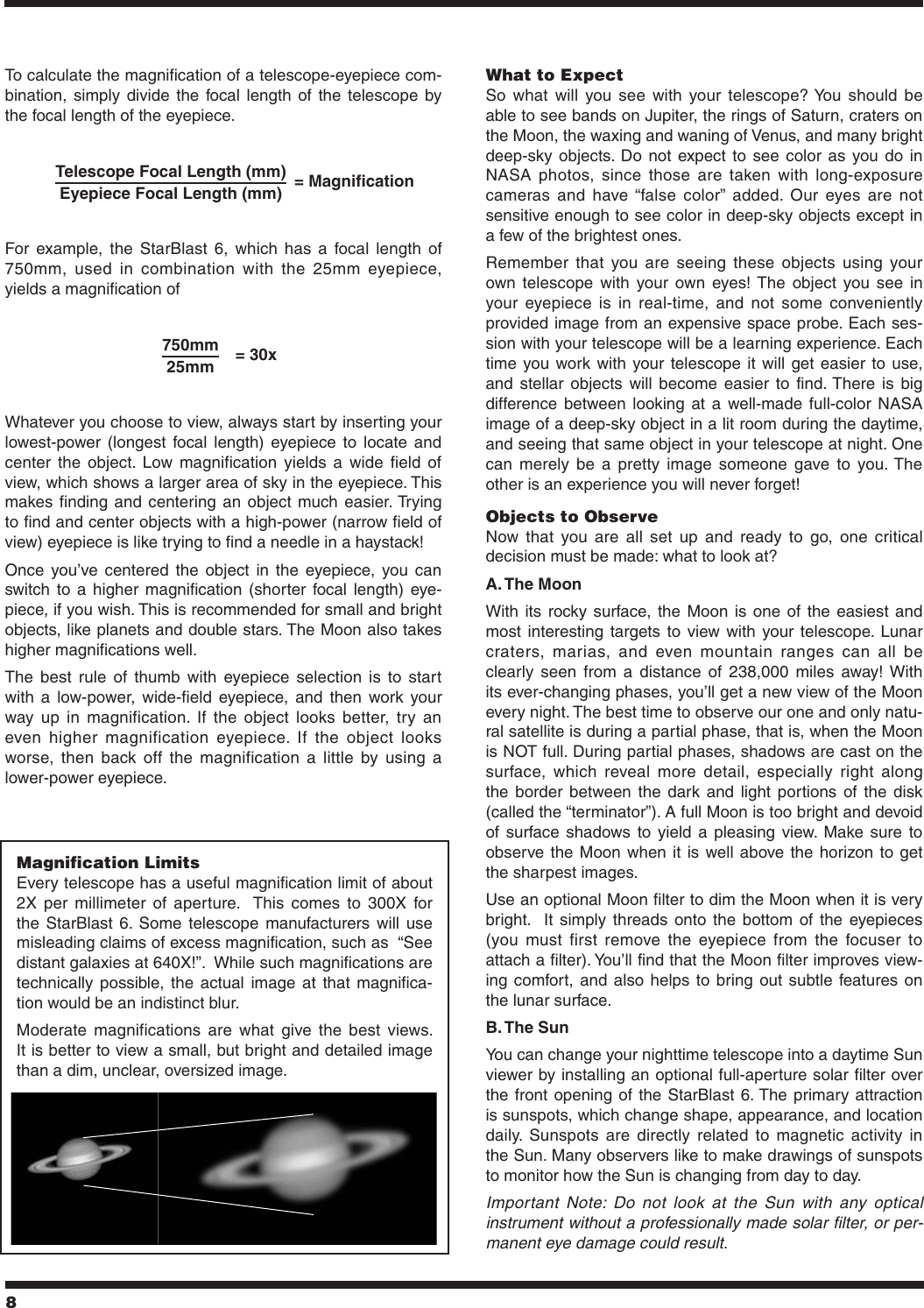 Page 8 of 12 - Orion Orion-Starblast-6-9964-Users-Manual-  Orion-starblast-6-9964-users-manual