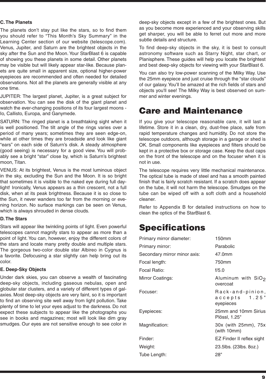 Page 9 of 12 - Orion Orion-Starblast-6-9964-Users-Manual-  Orion-starblast-6-9964-users-manual