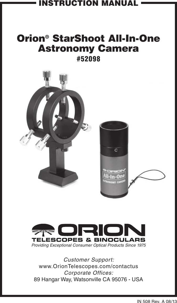 Orion Telescopes And Binoculars Security Camera 52098 Users Manual