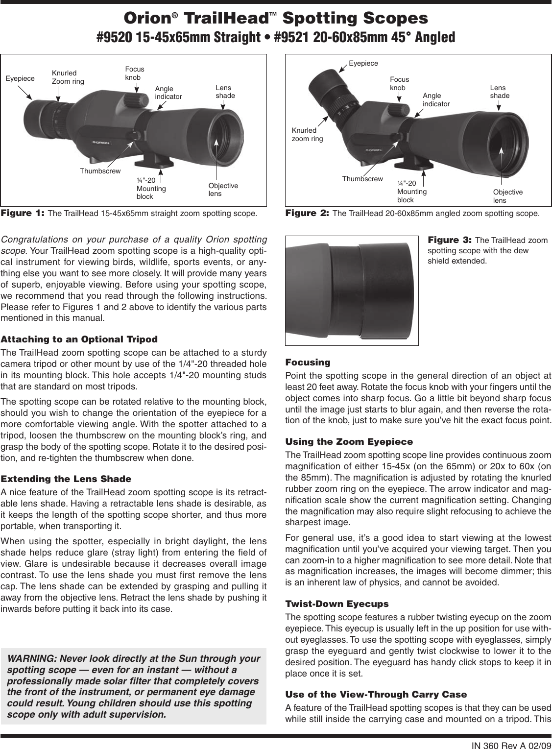 Orion Trailhead 9520 Users Manual
