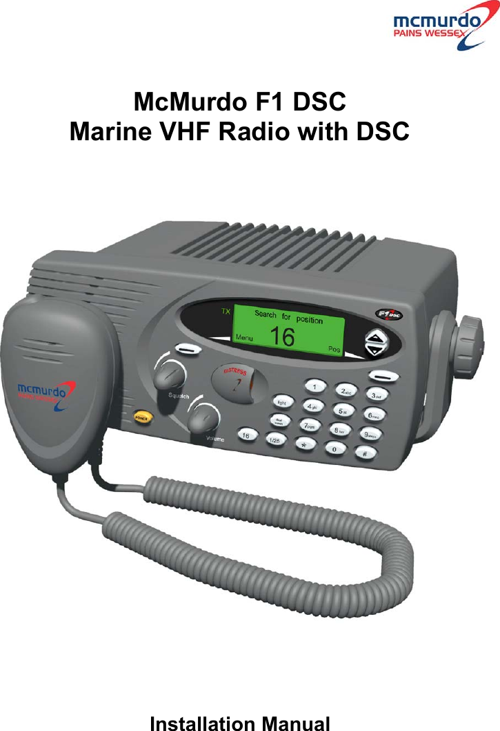 McMurdo F1 DSCMarine VHF Radio with DSCInstallation Manual