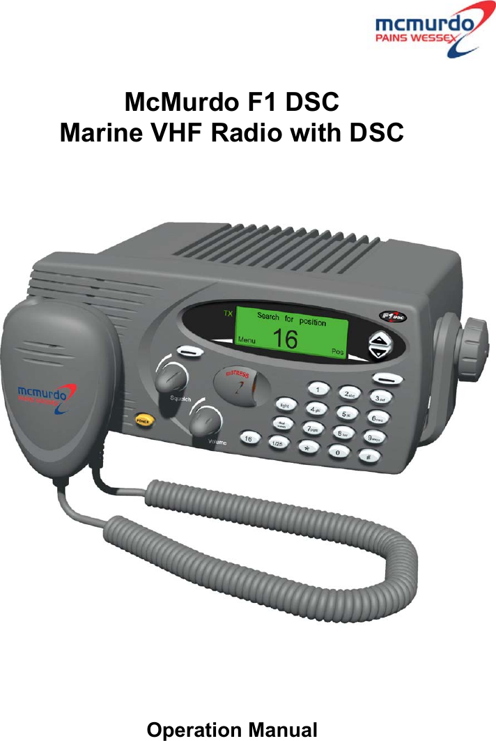 McMurdo F1 DSCMarine VHF Radio with DSCOperation Manual