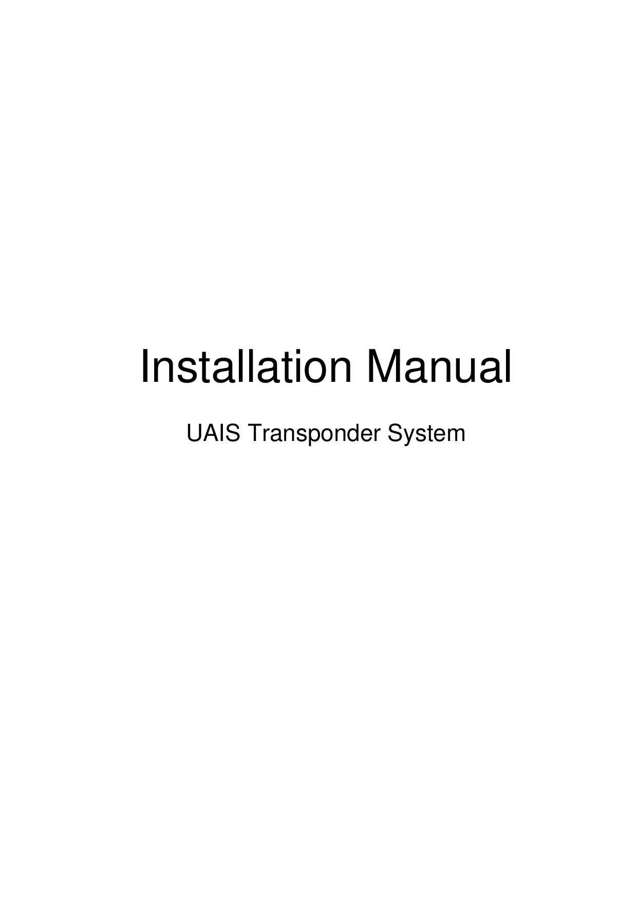 Installation ManualUAIS Transponder System