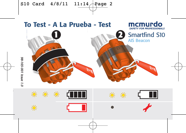 21To Test - A La Prueba - TestSmartfind S10AIS Beacon98-165-001 Issue 1.0S10 Card  4/8/11  11:14  Page 2