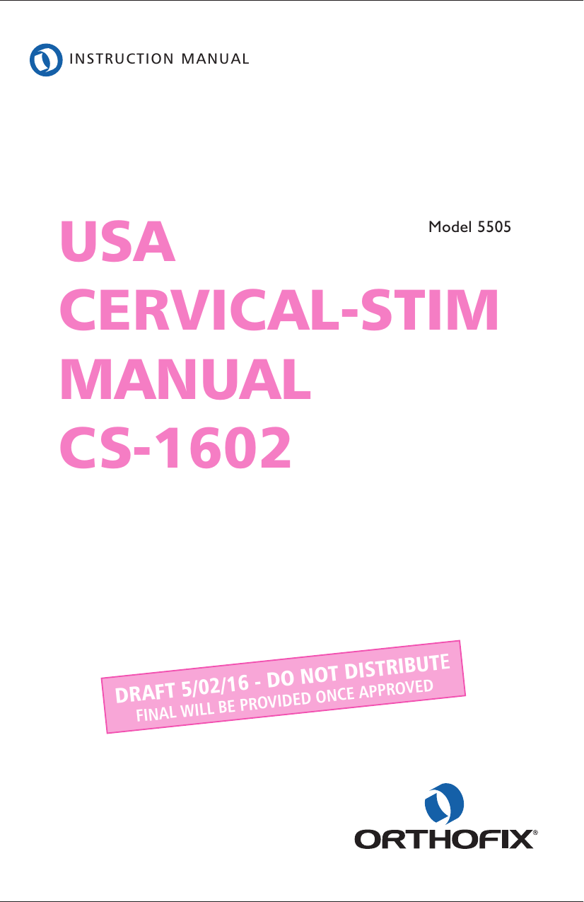 Orthofix OFIX5000001 Orthofix PEMF Device User Manual model 5505