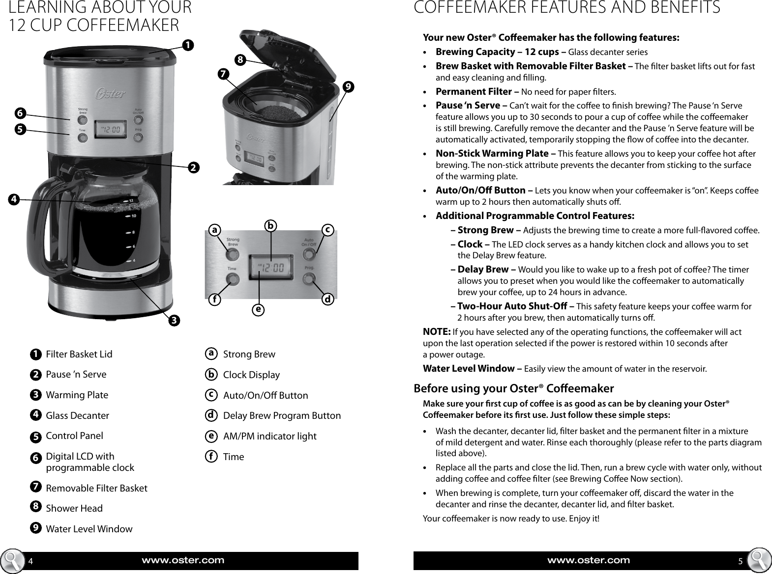 Page 3 of 12 - Oster Oster-12-Cup-Coffeemaker-Users-Manual-  Oster-12-cup-coffeemaker-users-manual